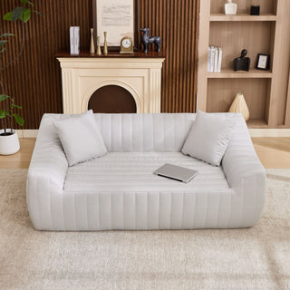 Oversized 2 Seater Loveseat With 2 Decor Throw Pillows, Deep Seat Sofa For Living Rooms
