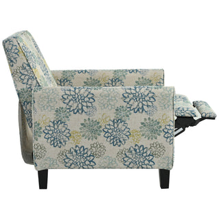 Upholstered Push Back Recliner Chair For Living Room - Blue