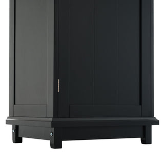 Tall Bathroom Storage Cabinet With Glass Doors, Free-Standing, Two Drawers, And Adjustable Shelves, Board, Painted Perfect For Displaying Your Favorite Items