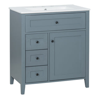 Modern Bathroom Vanity With Sink, 3 Drawers And Adjustable Shelf