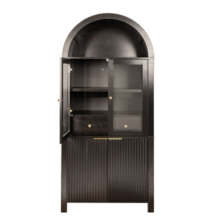 Fluted Tall Arched Pantry Cabinet With Adjustable Shelves