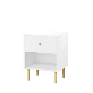 Nightstand With 1 Drawer And 1 Shelf - White