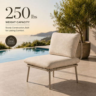 Modular Patio Armless Sofa Chair With Thick Cushion - Off White