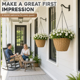 Hanging Planters, Indoor Outdoor Plant Holders (Set of 2) - Brown