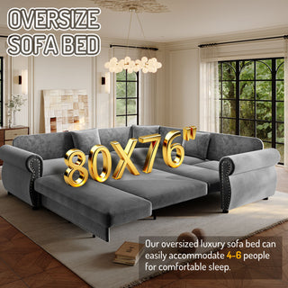 L-Shaped Sofa Couch With Pull-Out Bed