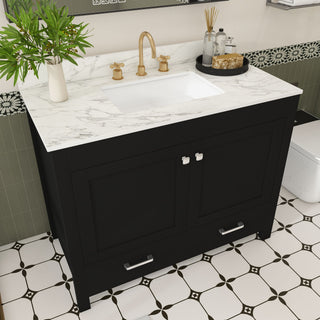 Bathroom Vanity Set, Sink And Faucet Holes Included - Black