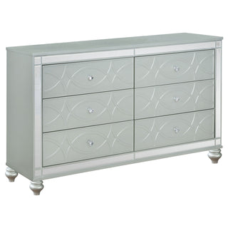Arabesque - 4 Piece Queen Bedroom Set With LED Headboard - Silver