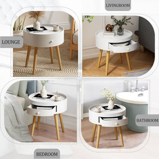 Nightstand With Storage Drawer, Bedside Table For Bedroom - White