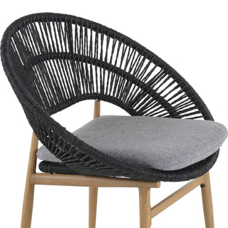 Cyril - Outdoor Patio 7 Piece Dining Set With Wicker Chairs And Table - Dark Gray / Teak
