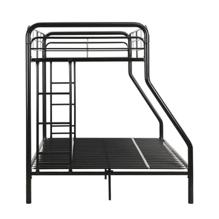Modern Twin Over Full Metal Bunk Bed With Trundle And Dual Side Ladder And Metal Design - Black / Brown