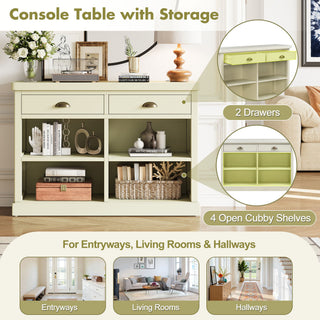 Console Table With 2 Drawers And Open Shelves