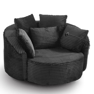 Swivel Accent Barrel Chair With Adjustable Phone Holder, 5 Pillows For Living Room