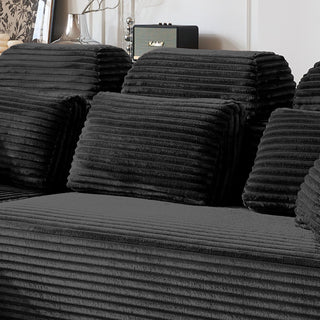 Sectional Sleeper Sofa & Storage Pockets, Modular Couch With Throw Pillows For Living Room