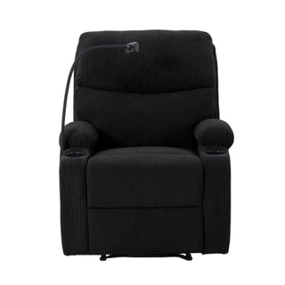 Adjustable Manual Recliner, Ergonomic Lounge Chair With Phone Holder And 2 Cup Holders
