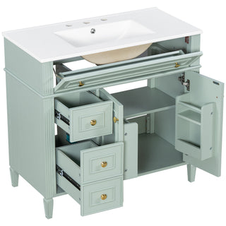 Bathroom Vanity With Sink, 3 Drawers & 2 Soft-Close Doors