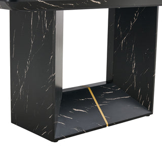 Modern Dining Table With Marbled Design For Luxurious Elegance - Black
