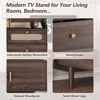 TV Stand With Drawers, Accent Entertainment Center For Living Room - Dark Brown