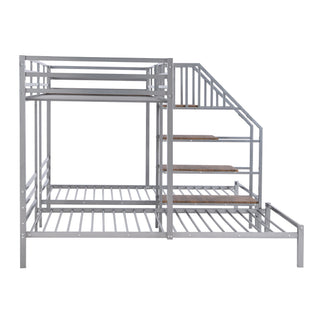 Metal Bunk Bed With Storage Shelves Staircase