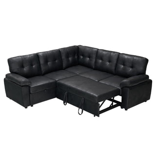 Convertible Sectional Sofa Bed With Pull Out Sleeper And Storage