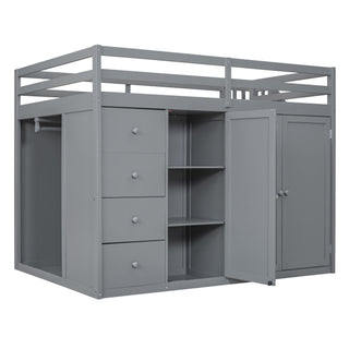 Loft Bed With Built In Wardrobes, Cabinets And Drawers