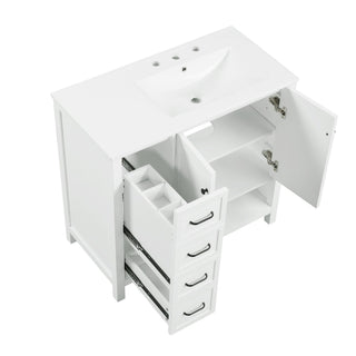 Bathroom Vanity With Sink Top, Bathroom Vanity Cabinet With 2 Doors And 2 Drawers, Open Shelf
