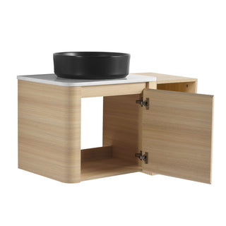 Mounted Bathroom Vanity With Art Sink, Storage Shelves, Soft Close Door