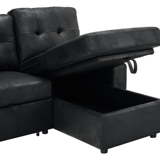Convertible L - Sectional Sofa Bed With Storage Chaise And Padded Armrests