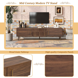 TV Stand With 2 Drawers, Media Console Table For TVs Up To 80'' For Living Room - Walnut