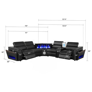 Nova - Sectional With Bluetooth Speaker, LED And Lifting Wine Cabinet