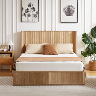 Wave Pattern Headboard Platform Bed Frame