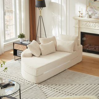 Semi Circular 2 In 1 Sofa Bed With Neck Pillow And Throw Pillows