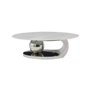Oval Coffee Table With Geometric Precision