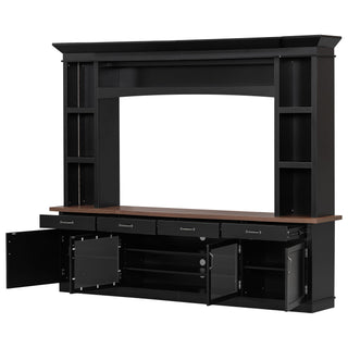 Extra Long TV Stand With 7 Color LED Lights, Adjustable Shelves & Storage Cabinets