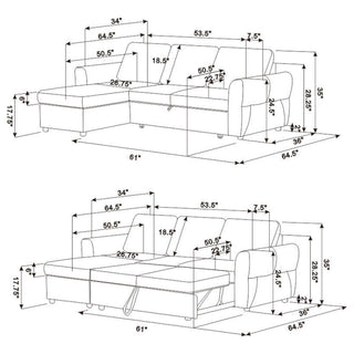 Kenna- Sleeper Sectional Sofa With Storage Ottoman
