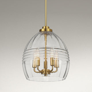 Zen - 5 Pendant Chain Hanging Light - Clear / Gold