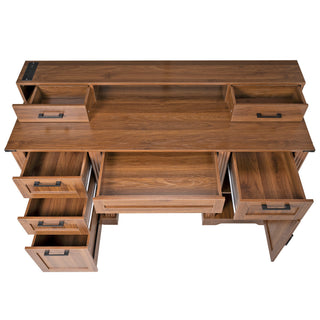 Office Desk With Charging Station & Storage Cabinet