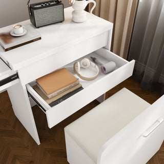 Folding Desk With Mirror And Storage Stol For Bedroom