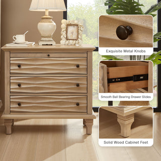 Nightstand With Charging Station, Bedside Table, 3 Drawers, USB And Type - C Ports
