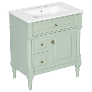 Modern Bathroom Vanity With Sink, Freestanding Cabinet With Flip Drawer & Adjustable Shelf