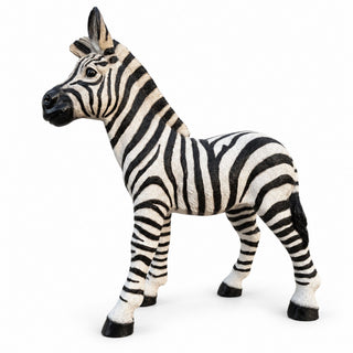 Standing Zebra Garden Statue, Animal Sculpture With 2 Ground Stakes For Outdoor Decor - Black White