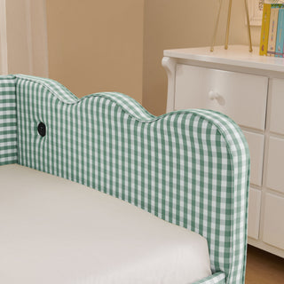 Gingham Daybed With USB Charging Port, Wave Shaped Design