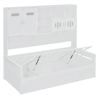 Daybed With All-In-One Cabinet And Shelf