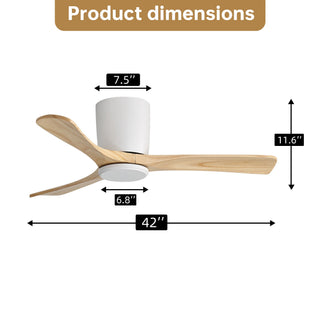 42" Flush Mount Ceiling Fan With 3 Blades, DC Reversible Motor