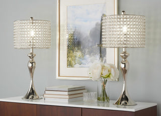 Ashland - Contemporary Table Lamp Round Clear Crystal Beads (Set of 2) - Polished Nickel