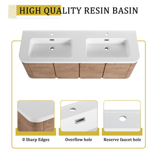 Wall Mounted Bathroom Vanity With Sink, 3 Soft Close Doors
