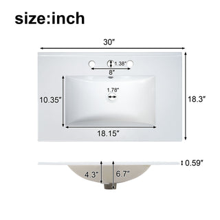 Bathroom Vanity With Flip Drawer, 2 Soft Close Doors, Adjustable Shelf And Ceramic Sink