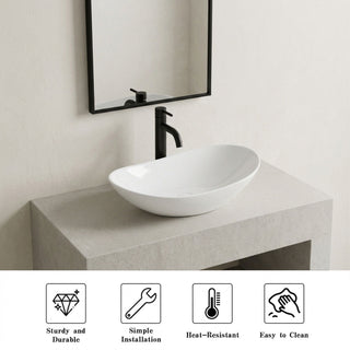 Oval Vessel Bathroom Sink Bowl - White