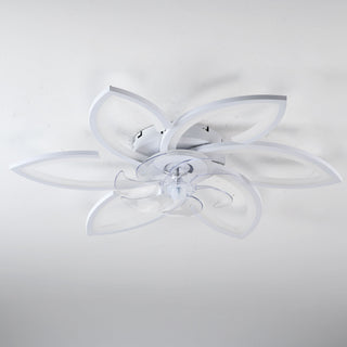 30" Flower 6 Speed Ceiling Fan With Remote Controlled LED Lights, Low Profile Flush Mount Fan