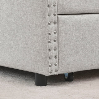 Upholstered Tufted Daybed With 2 Drawers, Waved Arms