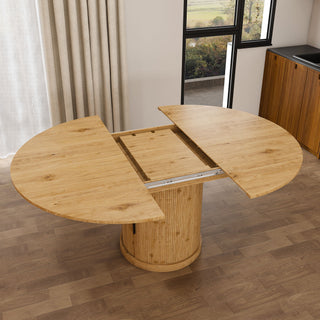 Extendable Oval Dining Table With 2 Tier Storage - Oak